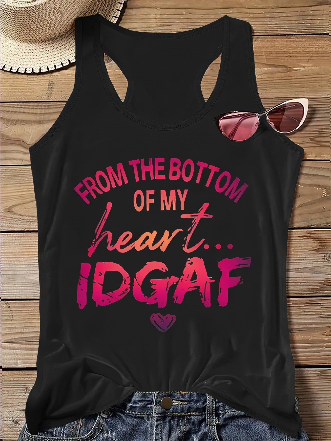 Letter Print Crew Neck Tank Top, Casual Sleeveless Top For Summer & Spring, Women's Clothing